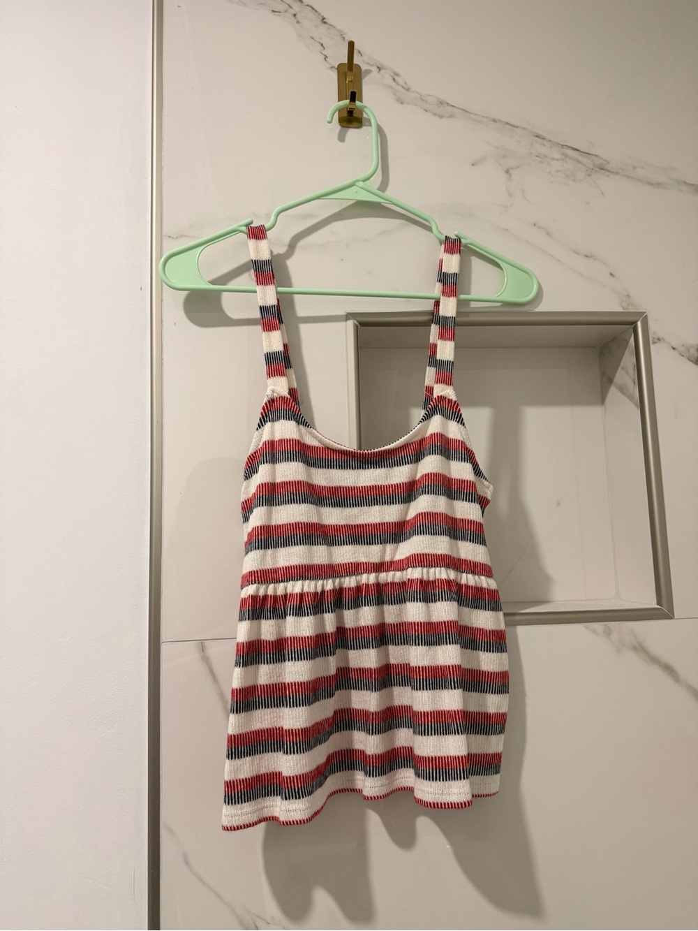 Good Luck Gem Striped Tank — Red, Navy & White